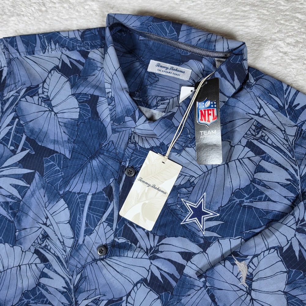 NEW Tommy Bahama Dallas Cowboys ISLAND ZONE Mens 3XL Blue Stretch Button  Shirt
